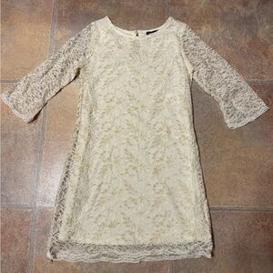 Sequin Hearts Cream Lace Long Sleeve Dress